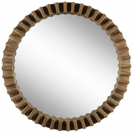 PALACEDESIGNS 44 in. Round Brown Wood Frame Wall Mirror PA3088997